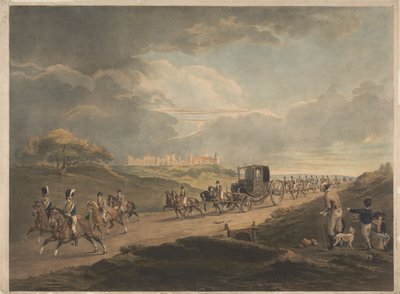 Zijne Majesteit keert in zijn reiswagen vanuit Windsor terug naar de stad door Charles Turner