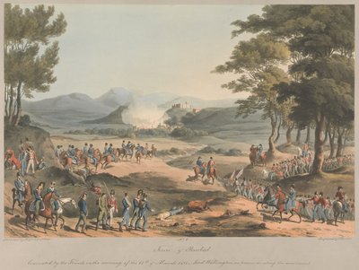 Nr. 4  De stad Poinbal. Op de ochtend van 11 maart 1811 door de Fransen ontruimd door Charles Turner