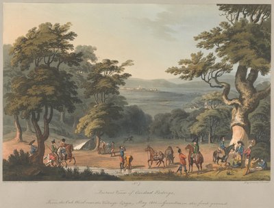 Nr. 7 Ver uitzicht op Ciudad Rodrigo vanuit het eikenbos bij het dorp Espeja, maart 1811 door Charles Turner