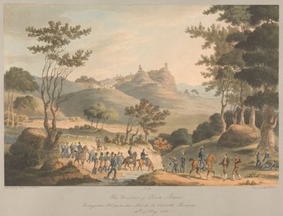 Nr. 9 De grens van Pina Macor. Portugese troepen op mars naar Costello Branco, 18 mei 1811 door Charles Turner