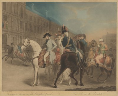 Bonaparte inspecteert de Consulaire Garde (La Revue du Quintidi) door Charles Turner after John James Masquerier