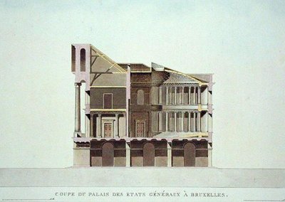 Dwarsdoorsnede van het Palais des Etats Generaux, Brussel, uit 