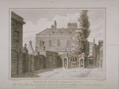 Uitzicht op Warwick House, gegraveerd door Samuel Rawle (1771-1860) en uitgegeven door John Booth (1794-1855) 1818 door Charles Warren