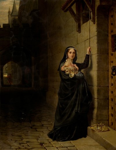 Het martelaarschap van Laurence Saunders in Coventry, linker paneel van drieluik door Charles West Cope