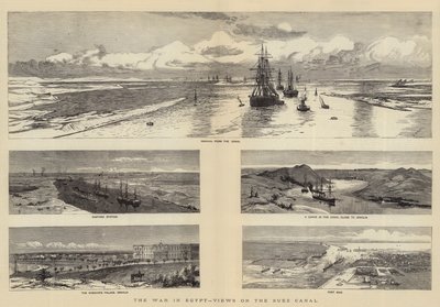 De oorlog in Egypte, uitzichten op het Suezkanaal door Charles William Wyllie
