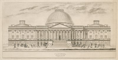 Capitool, Washington, D.C., gegraveerd door Henry en James Stone (actief 1822-1849), 1826 (aquatint en lijngravure op papier) door Charles after Bulfinch