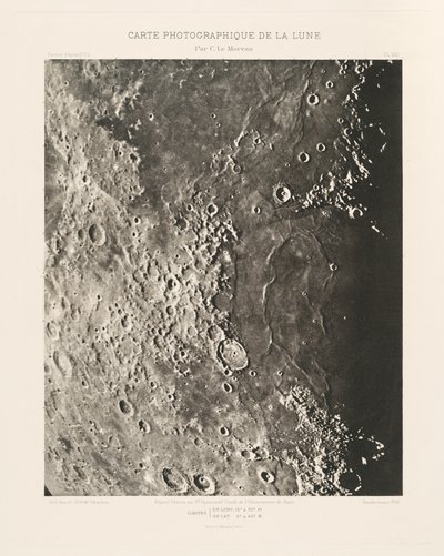 Fotografische kaart van de maan, plaat VIII, 15 maart door Charles le Morvan