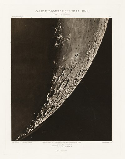 Carte photographique de la lune, planche XVI.A (Fotografische Kaart van de Maan, plaat XVI.A),5 september door Charles le Morvan