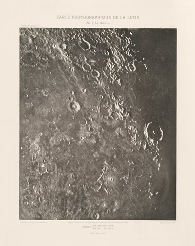 Fotografische kaart van de maan, plaat XX, 22 maart door Charles le Morvan