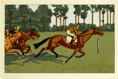 Een set van vier prenten - Longchamps en andere races, c.1910 door Charlotte Ancelin