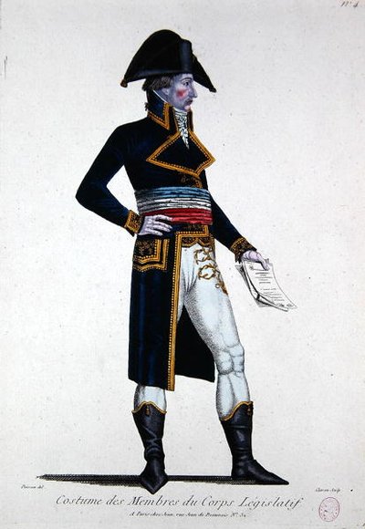 Kostuum van leden van het Corps Legislatif tijdens de Eerste Republiek in Frankrijk, c.1800 door Chataignier Chataignier