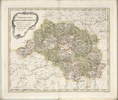 Algemene kaart van het gouvernement Kursk, 1788 door Chernoi
