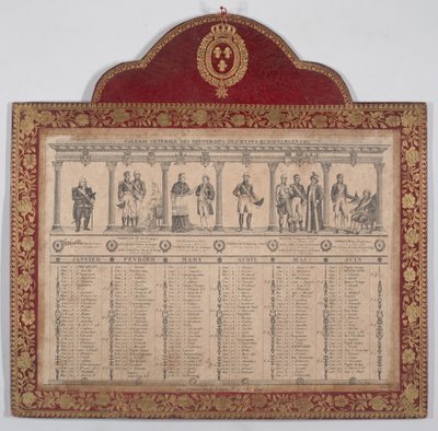 Franse Kalender voor het Jaar 1816 Galerie Generale des Souverains des Etats Européens, 1816 door Chevalier Henry Guillot