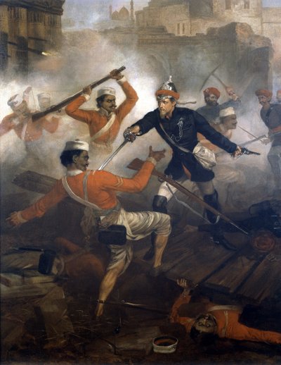 Luitenant William Alexander Kerr (1832-1919) verdient het Victoria Cross tijdens de Indiase Muiterij, juli 1857 door Chevalier Louis William Desanges