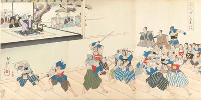 Chiyoda-kasteel album van mannen, 1897 door Chikanobu Yoshu