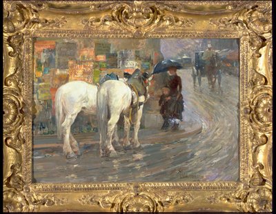 Parijse Straatscène, c.1889 door Childe Frederick Hassam