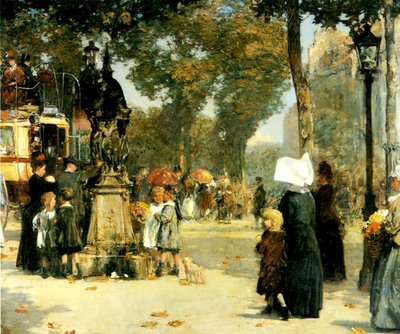Straatscène, Parijs door Childe Frederick Hassam