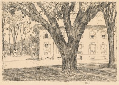 Campus en Bibliotheek, Andover door Childe Hassam