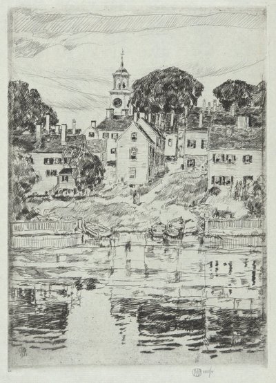 Kerktoren, Portsmouth, 1921 door Childe Hassam