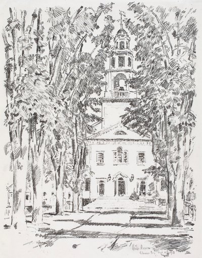 Koloniale kerk, Gloucester door Childe Hassam
