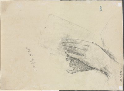 Handen die een boek vasthouden verso, 1889. door Childe Hassam