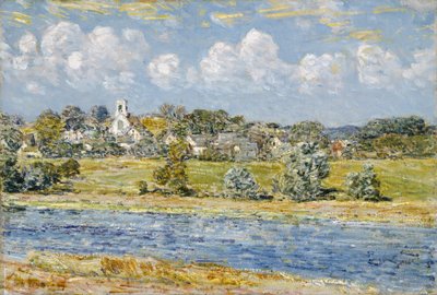 Landschap bij Newfields, New Hampshire door Childe Hassam