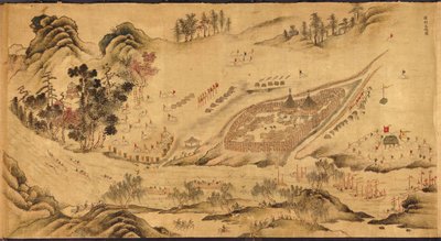 Kaart met een Russisch kamp in Oost-Siberië, 1689-1722 door Chinese Master
