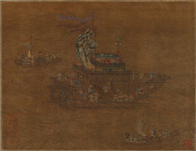 Een koninklijke prauw op zee, Ming of Qing-dynastie door Chinese School
