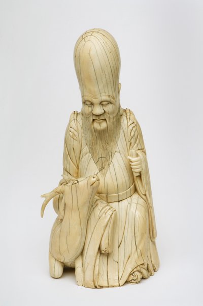 Gesneden ivoren figuur van Shou Xing zittend met hert, c.1580-1644 door Chinese School