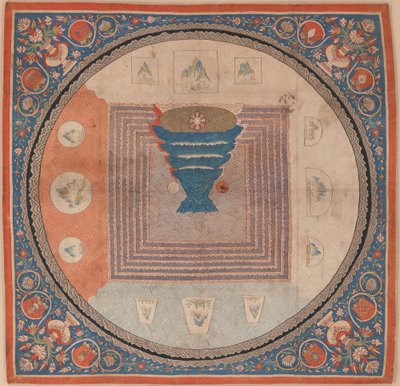 Kosmologische mandala met de berg Meru door Chinese School