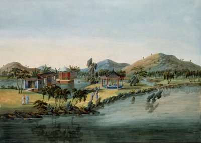 Tuin scène, ca. 1820-40 door Chinese School