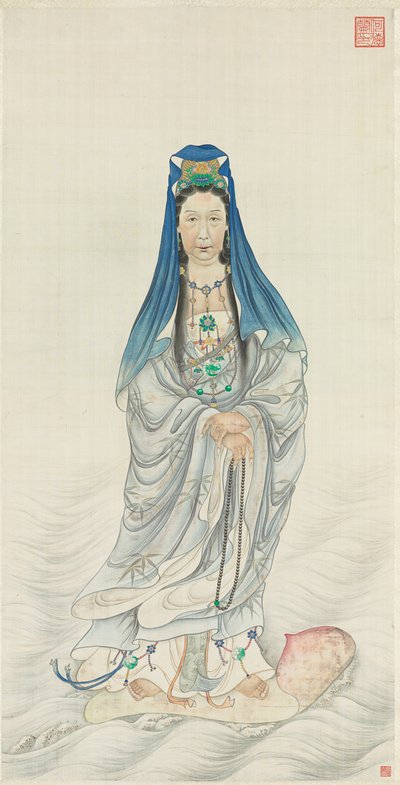 Portret van keizerin-weduwe Cixi als Guanyin door Chinese School