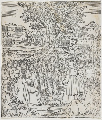 Sint Johannes de Doper predikend, plaat uit Giulio Alenis Tianzhu jiangsheng zhuxiang jingjie (Een geïllustreerde geschiedenis van de Heer des Hemels die vleesgeworden is) door Chinese School