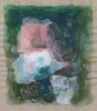 Abstracte compositie II, 2023 (gemengde techniek - acrylinkt  houtskool op linnen) door Ching Fun Tso