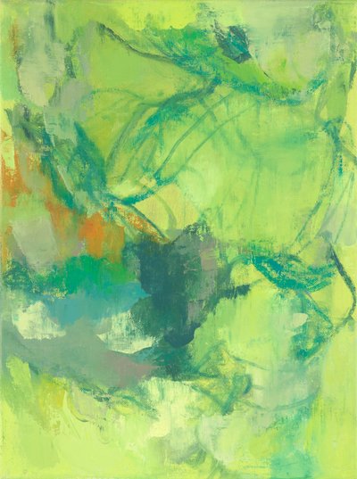 Abstracte compositie, Organic/Garden serie II, 2022 (olieverf op linnen doek) door Ching Fun Tso