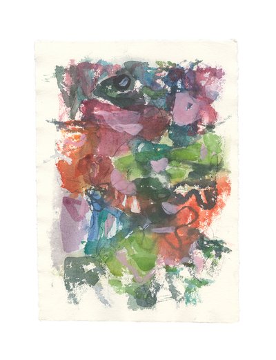 Abstracte compositie, organische serie, 2021 (aquarel, gouache  houtskool op handgeschept aquarelpapier) door Ching Fun Tso