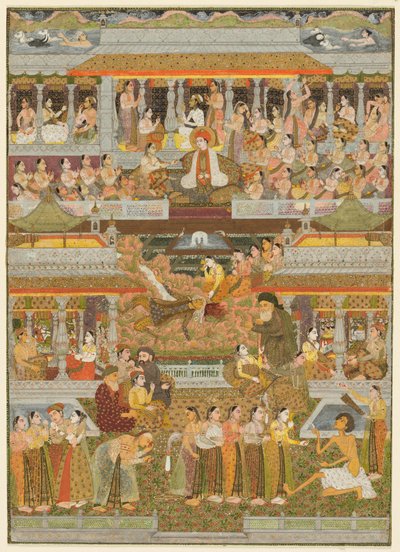 Liefdesparen: Een compositie van scènes uit Perzische, Urdu en Sanskriet literatuur door Chitarman II