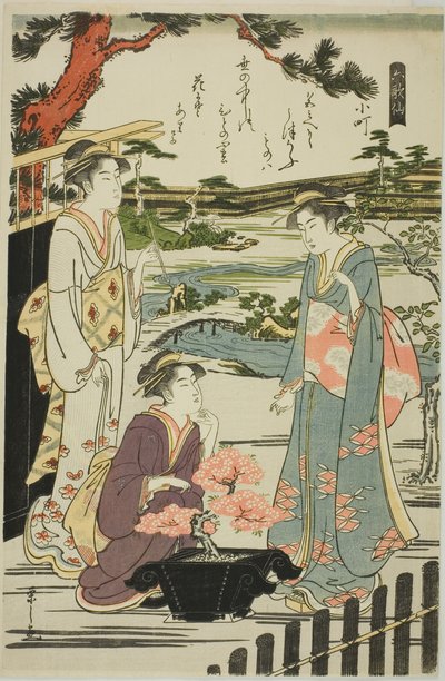 Komachi, uit de serie "Zes Onsterfelijke Dichters (Rokkasen)" door Chobunsai Eishi