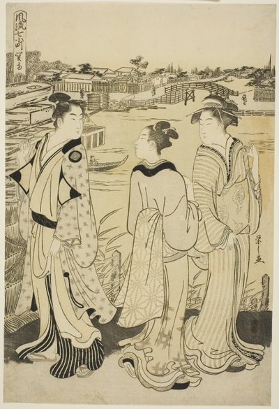 Ono no Komachi bij de Seki Tempel, uit de serie De Modieuze Zeven Komachi (Furyu nana Komachi), c.1788 door Chobunsai Eishi