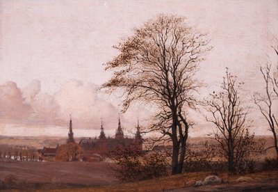 Herfstlandschap. Frederiksborg Kasteel in de Verte door Christen Købke