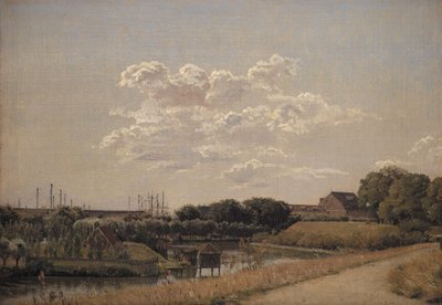 Uitzicht op de citadelwallen richting Langelinie en de marinehaven door Christen Købke