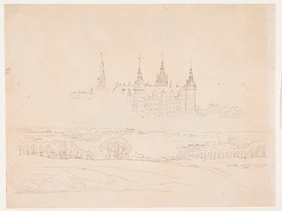 Studie voor Glyptotekets "Herfstlandschap. Frederiksborg Slot op de achtergrond" door Christen Købke