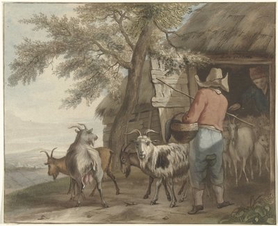 Geitenhoeder bij schuur door Christiaan Josi
