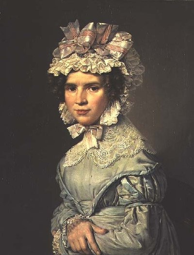 Portret van een Dame in een Blauwe Jurk door Christian Albrecht Jensen