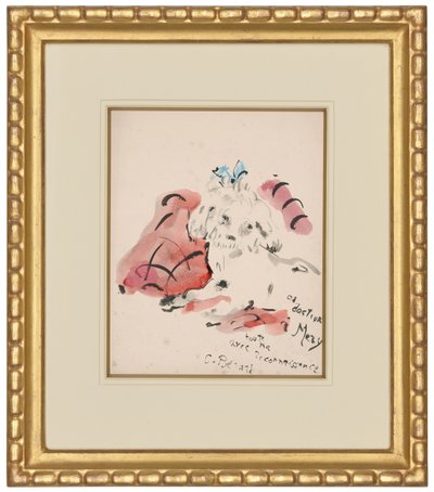 Petit chien (recto) (oliepastel, aquarel en penseel en inkt op papier) door Christian Bérard