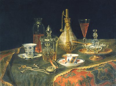 Boheemse glazen, kopjes en een horloge door Christian Berentz