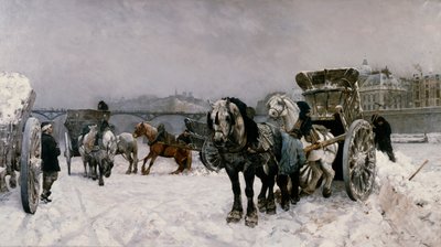 Sneeuwstorm op de Seine door Christian Eriksen Skredsvig