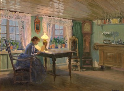 De blauwe woonkamer in Fleskum door Christian Eriksen Skredsvig