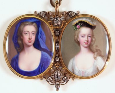 Lady Henrietta Cavendish Holles Harley en haar dochter Margaret door Christian Friedrich Zincke
