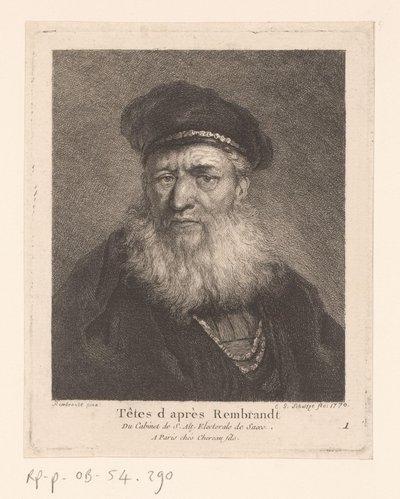Oude man met baret en baard door Christian Gottfried Schultze